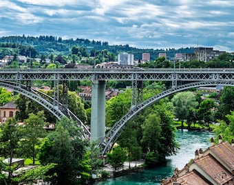 Bridge over the Aare River, Bern Print, Switzerland Wall Art, Printable Photography, Digital Download