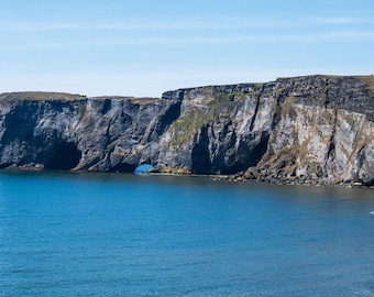 Dyrholaey Sea Arch and Cliffs Print, Iceland Wall Art, Printable Photography, Digital Download