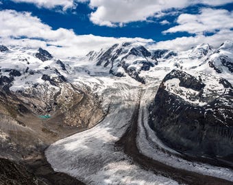 Gorner Glacier Panorama Print, Zermatt, Switzerland Wall Art, Printable Photography, Digital Download