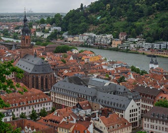 Heidelberg Old Town and Neckar River Print, Germany Wall Art, Printable Photography, Digital Download