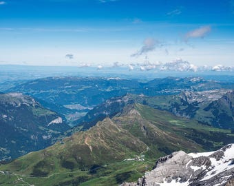 Green Alpine Valley from Jungfraujoch Print, Switzerland Wall Art, Printable Photography, Digital Download