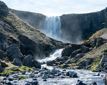 Basalt Column Waterfall, Snaefellsnes Print, Iceland Wall Art, Printable Photography, Digital Download