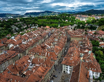 Bern Old Town Rooftops Print, Switzerland Wall Art, Printable Photography, Digital Download