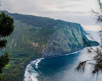 Waipio Valley Black Sand Beach Print, Hawaii Wall Art, Printable Photography, Digital Download