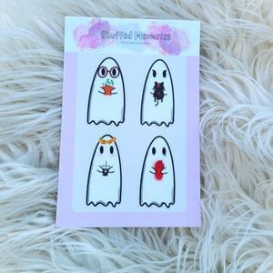 Ghost Stickers, Sticker Sheet, Ghosties, Spirits, Summerween, Spooky Vibes, Boo, Waterproof, Vinyl