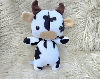 Handmade Cottagecore Cow Plushie, Stuffed Animal, Farm Plush, Cow Decor