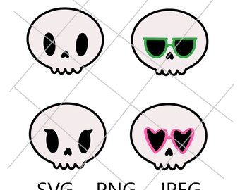 SVG, PNG, JPEG, Digital Download, Skeleton, Summerween, Skeleton Head, Funny, Summer, Kawaii, Cricut, Sunnies, Spooky, Clipart