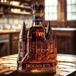 Fantasy Castle Whiskey Decanter, Gothic Architecture, Crown Stopper (Decorative)