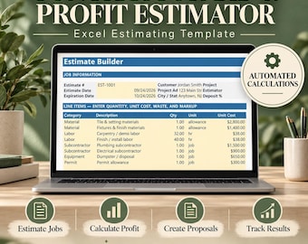 Contractor Estimate Spreadsheet | Bid, Profit & Job Costing Template