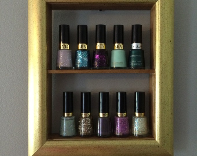 Gold Nail Polish Frame Rack Shadow Box Etsy