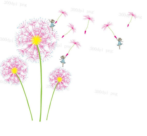 Dandelion digital clipart vector eps png files Clip Art Images | Etsy