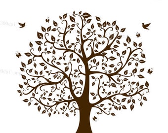 Tree silhouette digital clipart vector eps  png files Clip Art Images Instant Download