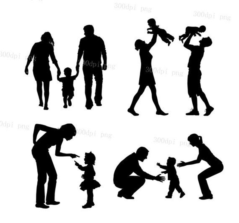 Download Family silhouette digital clipart vector eps png files ...