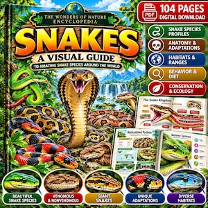 Illustrated Snake Encyclopedia PDF, 104-Page Wildlife Guide (Digital Download)