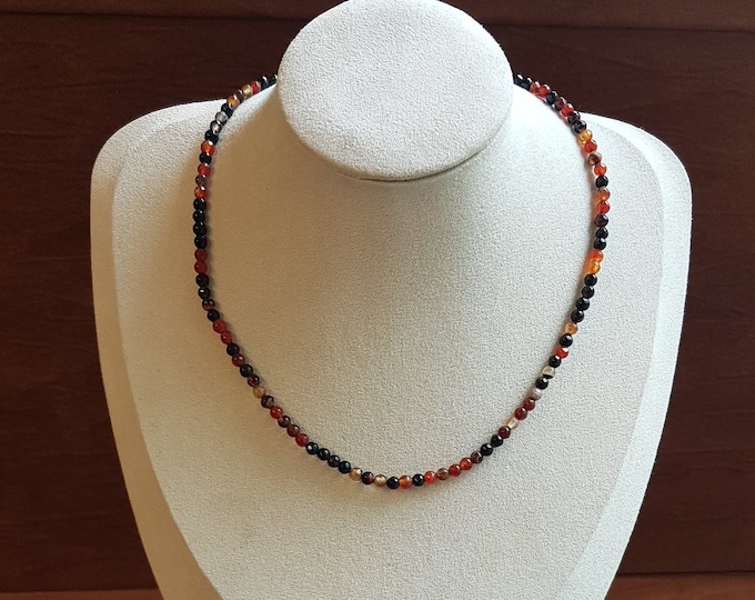16" Genuine Natural 4mm  brown faceted Gemstone Agate necklace.