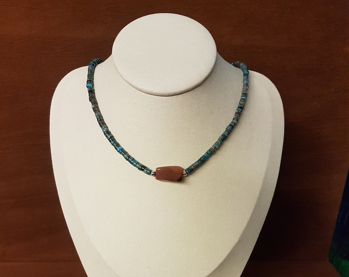 Turquoise & Carnelian Beaded Necklace - Unique Men's Gemstone Jewelry