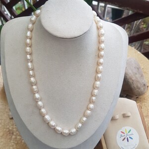 Baroque Freshwater pearl necklace. Beads are 9mm x 7mm approx. Beautiful pearl jewellery. Unisex pearls.