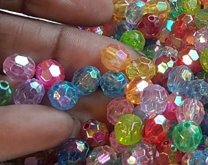 Mixed Color 6mm Faceted Acrylic Beads: DIY Jewelry Making