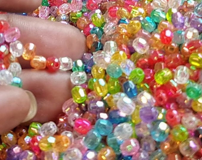 Faceted Acrylic Beads: 3x4mm Mixed Colors for DIY Crafts
