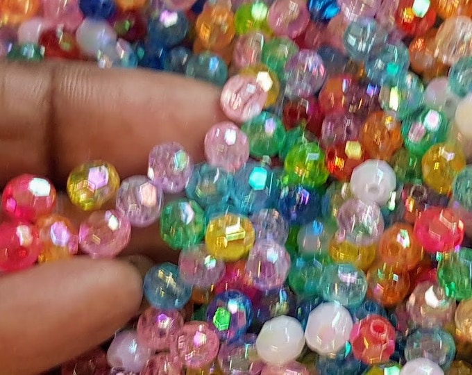 Mixed Color Acrylic Faceted Beads: 6mm DIY Craft Supplies