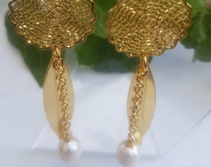 Gold Fill Pearl Drop Earrings: Bridal Wedding Jewelry