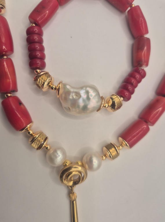 Red coral and pearls set, for brides & grooms, funerals. Nigerian- African jewelry for celebrants.