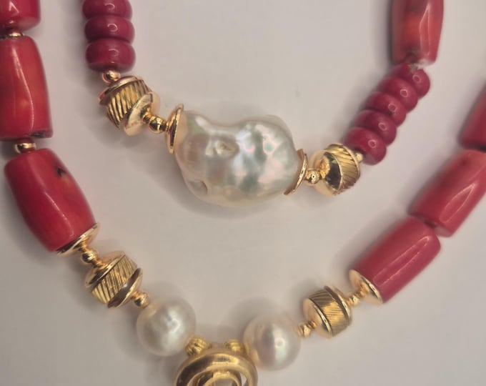 Red coral and pearls set, for brides & grooms, funerals. Nigerian- African jewelry for celebrants.