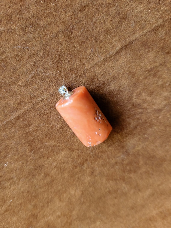 STUNNING!!! Very old natural Italian coral pendant 16mm x 8mm and silver bail (without chain). Eternity gift. Healing gemstones.