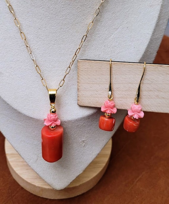 Coral Earring & Pendant for Nigerian weddings and special occassions. Bridal, Bridesmaides gifts, aso ebi jewellery. For any African wedding