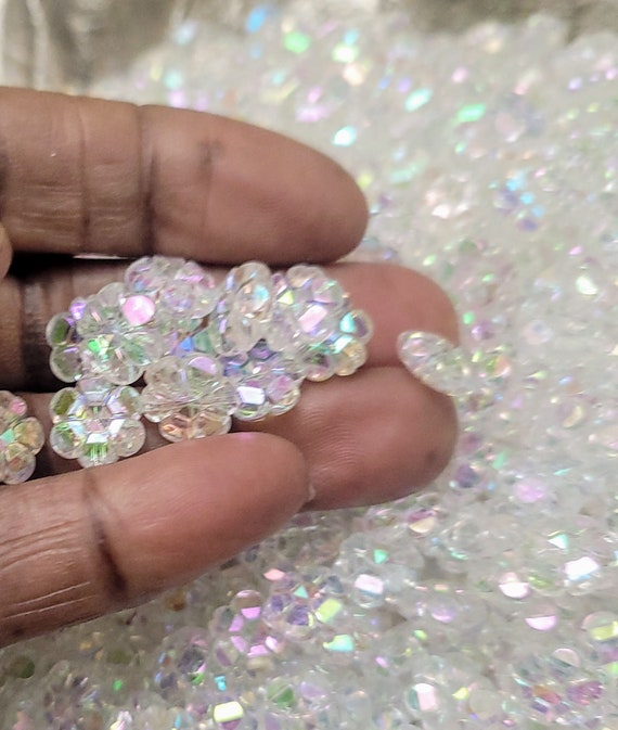 10x4mm clear & mixed colours acrylic flower beads, with AB finish. Gorgeous beads.