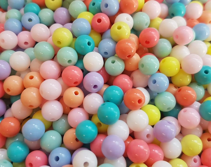 Pastel Acrylic Beads: Mixed Colors, 8mm (100 Pack)