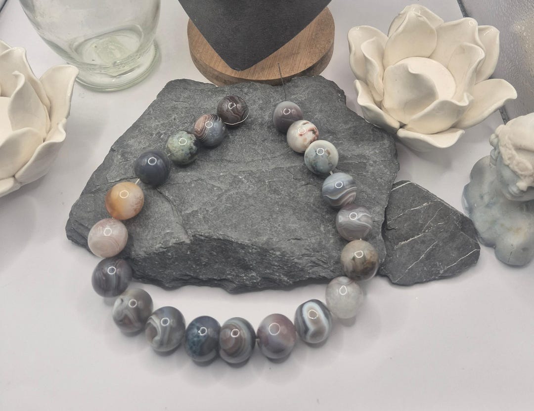 45 Perline Rotonde Sfuse In Agata Naturale Del Botswana Da 8 - Foto 10