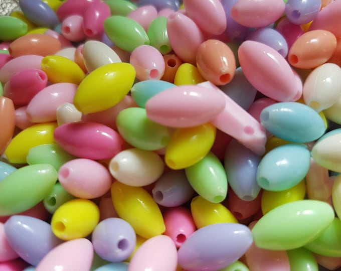 Pastel Acrylic Oval Beads: DIY Craft Jewelry Making (20, 50 or 100 Pack)