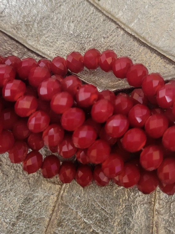 5x7mm Chinese crystal, red opaque beads on string or loose  ***100 beads*** rondel spacer beads. Super fast delivery from the UK!!!