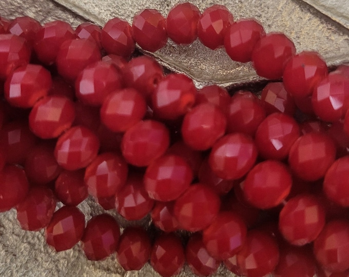 Red Opaque Chinese Crystal Rondel Beads, 5x7mm, 100 Pcs