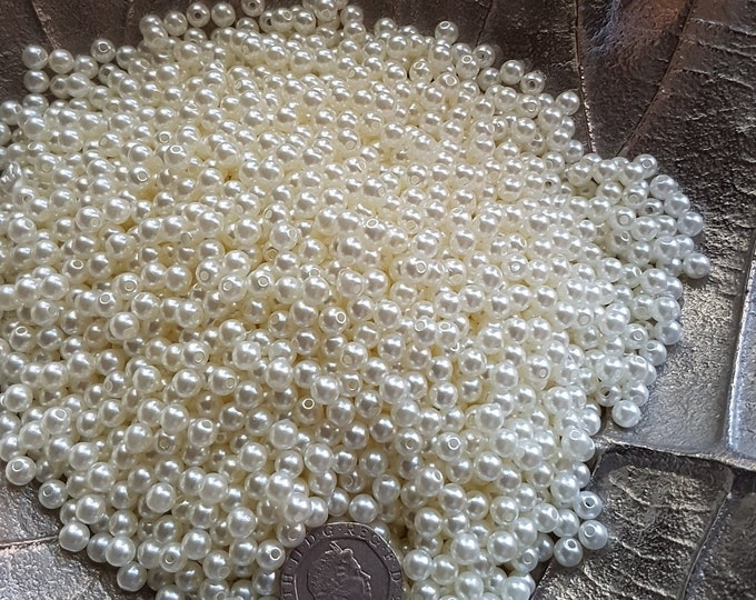 4mm Ivory Acrylic Pearl Beads: DIY Jewelry & Craft Supplies
