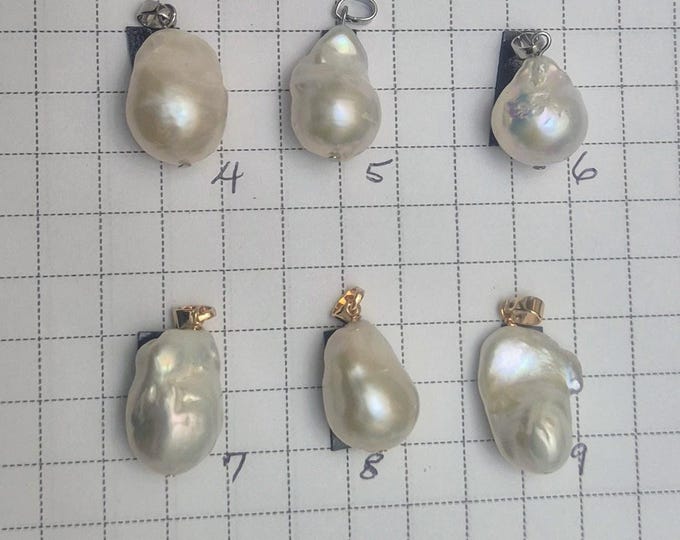 Baroque Pearl Pendant, Gold or Silver Plated Bail (20x15mm), Choose Your Shape