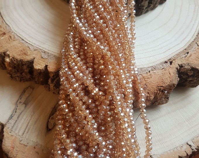 Dark Topaz Crystal Rondelle Beads: 3x4mm AB Effect Spacer Beads