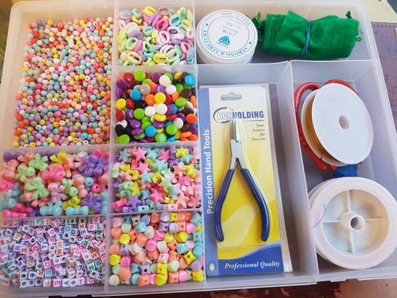 DIY Mega jewellery making kit for kids parties. Mixed colours & shapes. Good for fun projects and take home gifts. For at least 40 necklaces