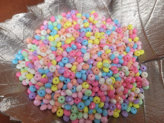 8x5 mm mixed colour acrylic rondelles for fun children's projects, DIY craft, fun jewellery making for kids, frame decorating.