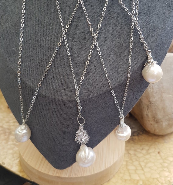 Baroque Pendant Set - 4 Stunning Pendants on Silver Chains, Affordable Jewelry, Perfect Gift, Trendy Accessories & Good Value!