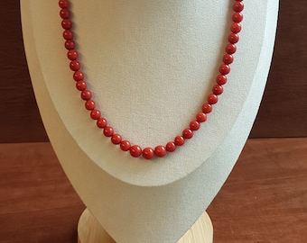 Collana Perle Conchiglia Collana Perline Rotonde In Perla Conchiglia Corallo Rosso - Diametro 8/10/12 Mm, Chiusura A Toggle, Fatta A Mano Perle Rosse Rotonde 8mm