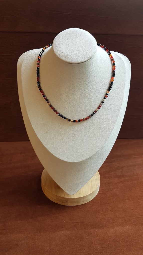 16" Genuine Natural 4mm  brown faceted Gemstone Agate necklace.