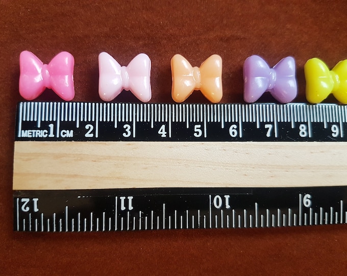Pastel Bow Acrylic Beads: DIY Craft Supplies (14x12mm)