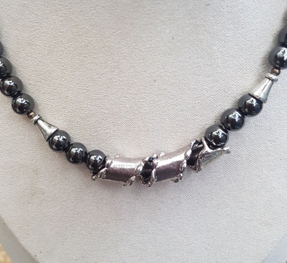 8mm Hematite men's necklace. Very unusual and Excellent as a gift for him. 42cm long.