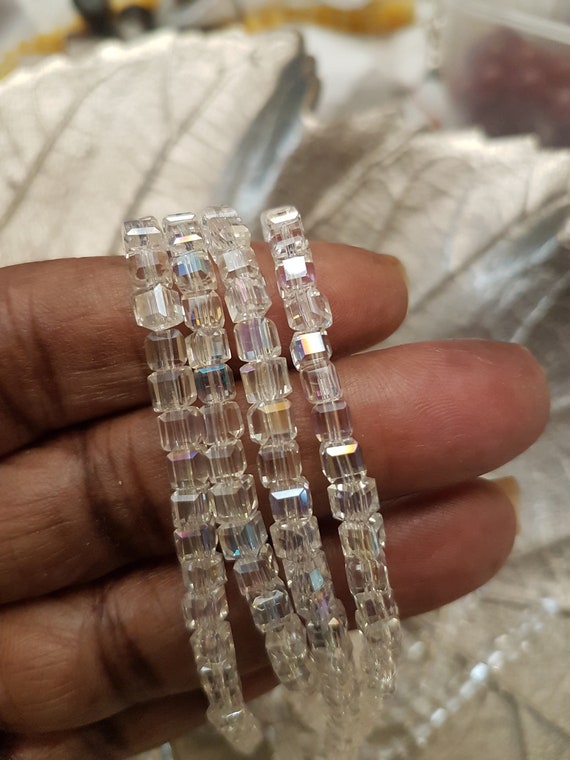 Clear Faceted Crystal Cube Beads, 4mm, DIY Jewelry Making (100 Pack)