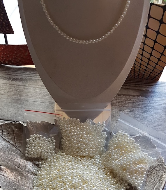 4mm, 5mm and 6mm ivory pearl beads 500g bags, Larger quantities, 1.5mm hole for jewelry, flower sprays, vines, DIY & wedding decorations etc