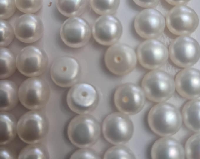 AAA+ Freshwater Pearl Studs: 6-7mm Flatback Gemstones (Sold as Pairs)