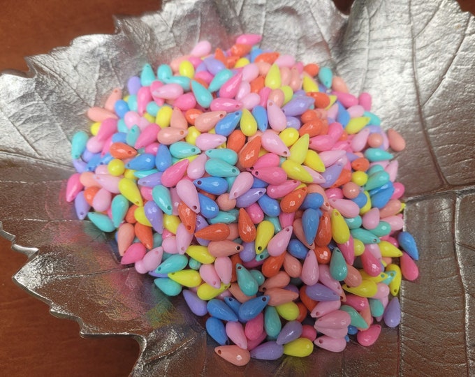 Mixed Color Acrylic Teardrop Beads: 16mm DIY Craft Supplies