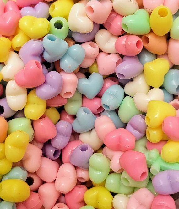 12mm mixed pastel colours love hearts acrylic beads for craft, DIY projects & jewellery making. Pack of 100. Quick dispatch from the UK.